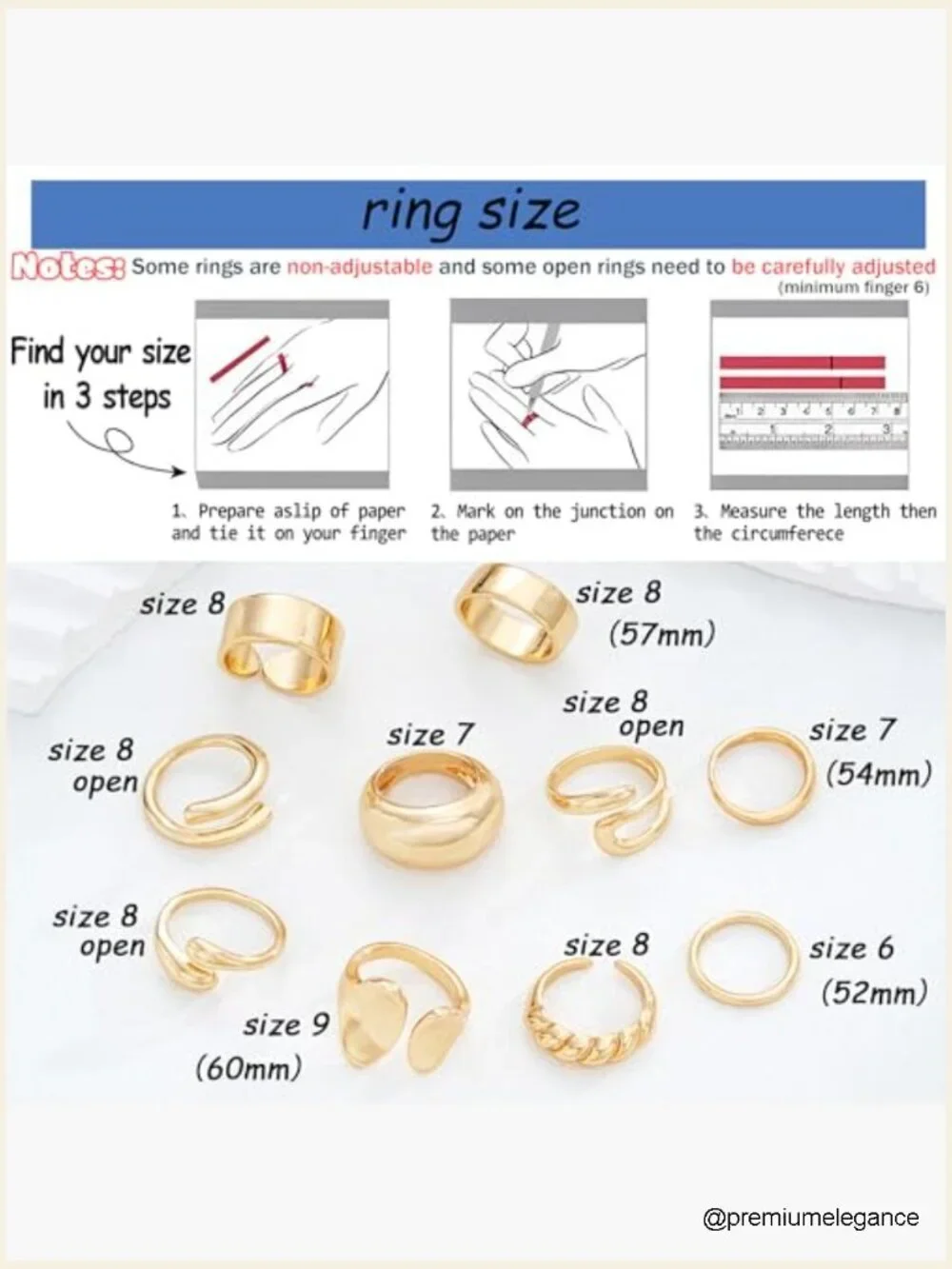 10 PCS Gold Stacking Rings Set - 18K Gold Plated Chunky Statement Ring Pack
